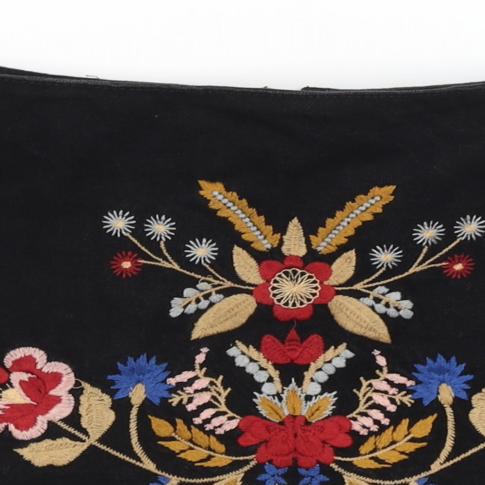 Topshop Womens Black Floral  Mini Skirt Size 6