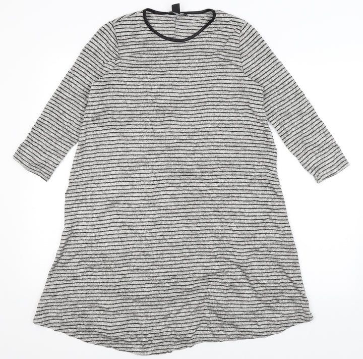 Atmosphere Womens Grey Striped  T-Shirt Dress  Size 8