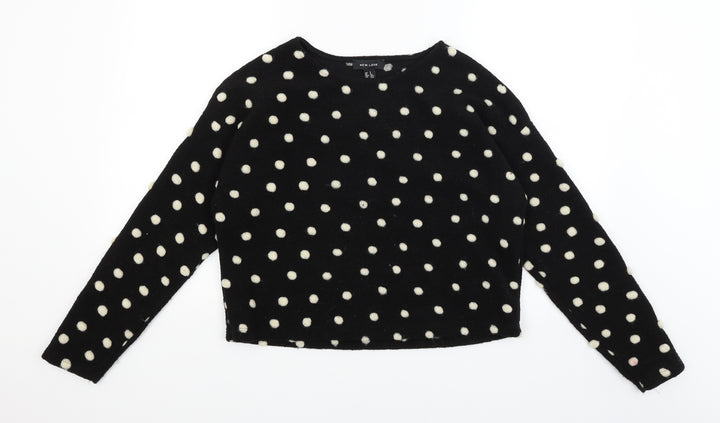 New Look Womens Black Polka Dot Pullover Jumper Size S