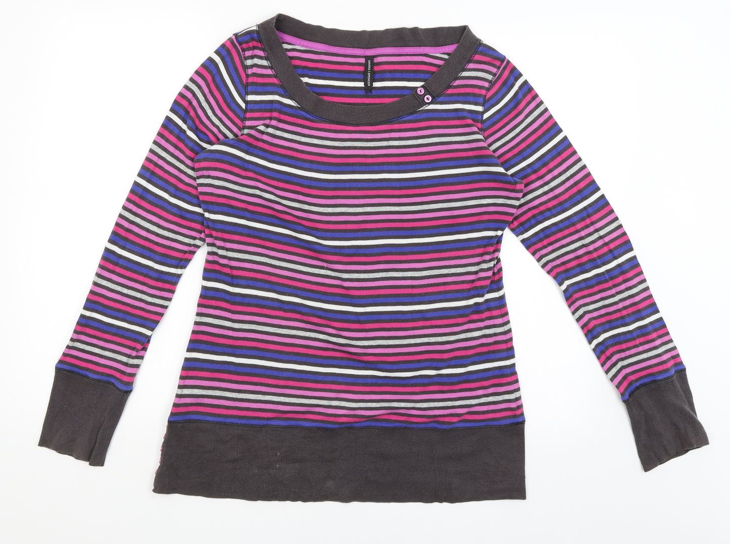 M&S Womens Pink Striped  Basic T-Shirt Size 14