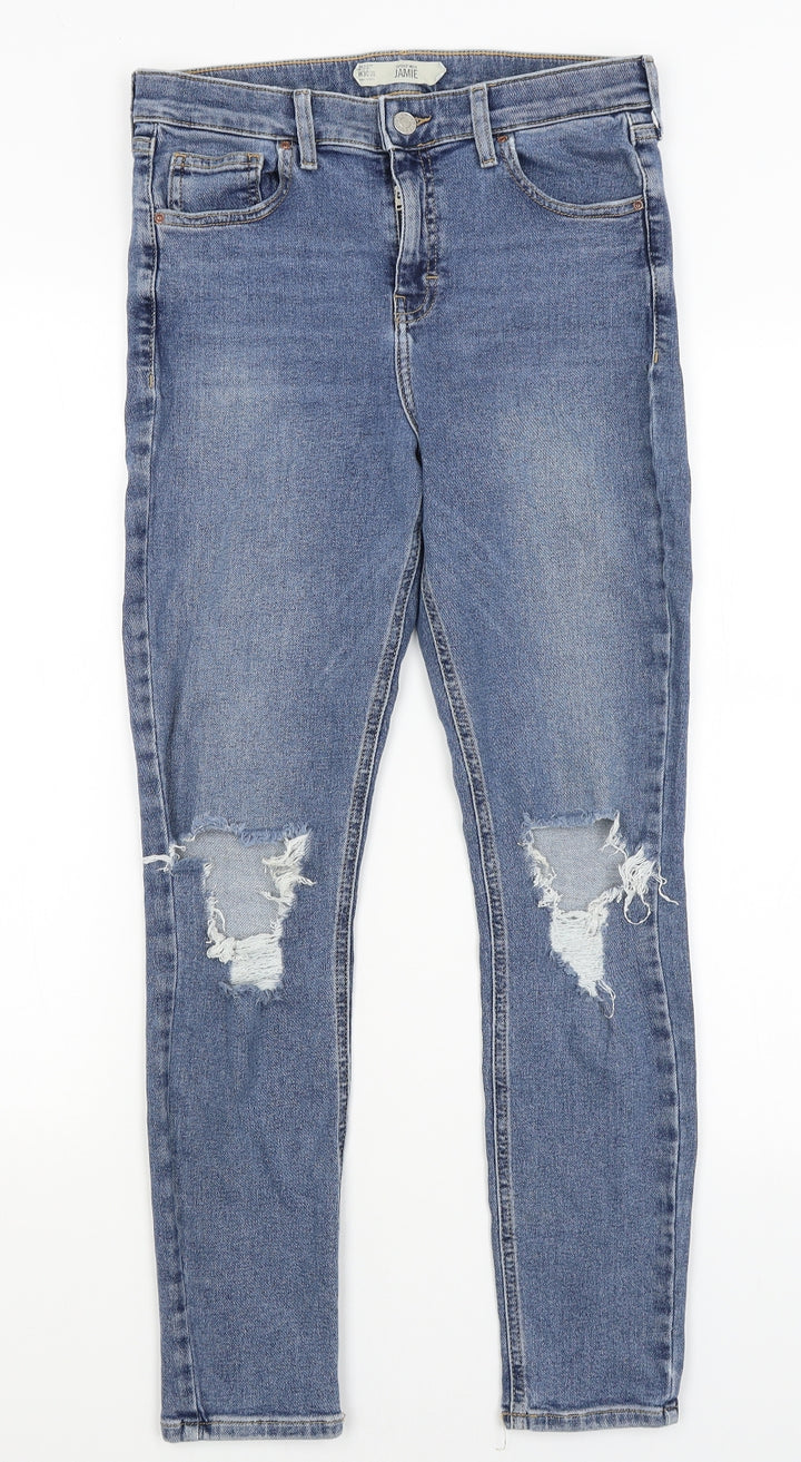 Topshop Womens Blue Tapered Jeans Size 30 in L27 in