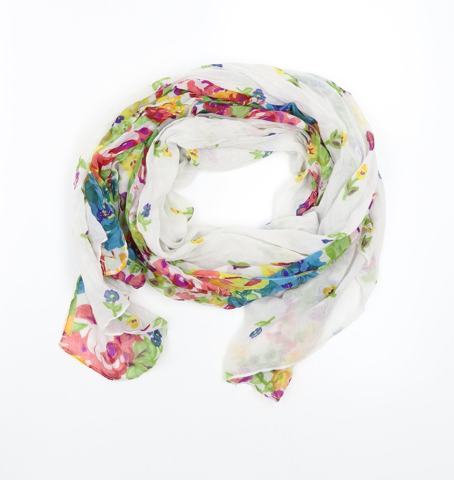 Preworn Womens White Floral   Scarf