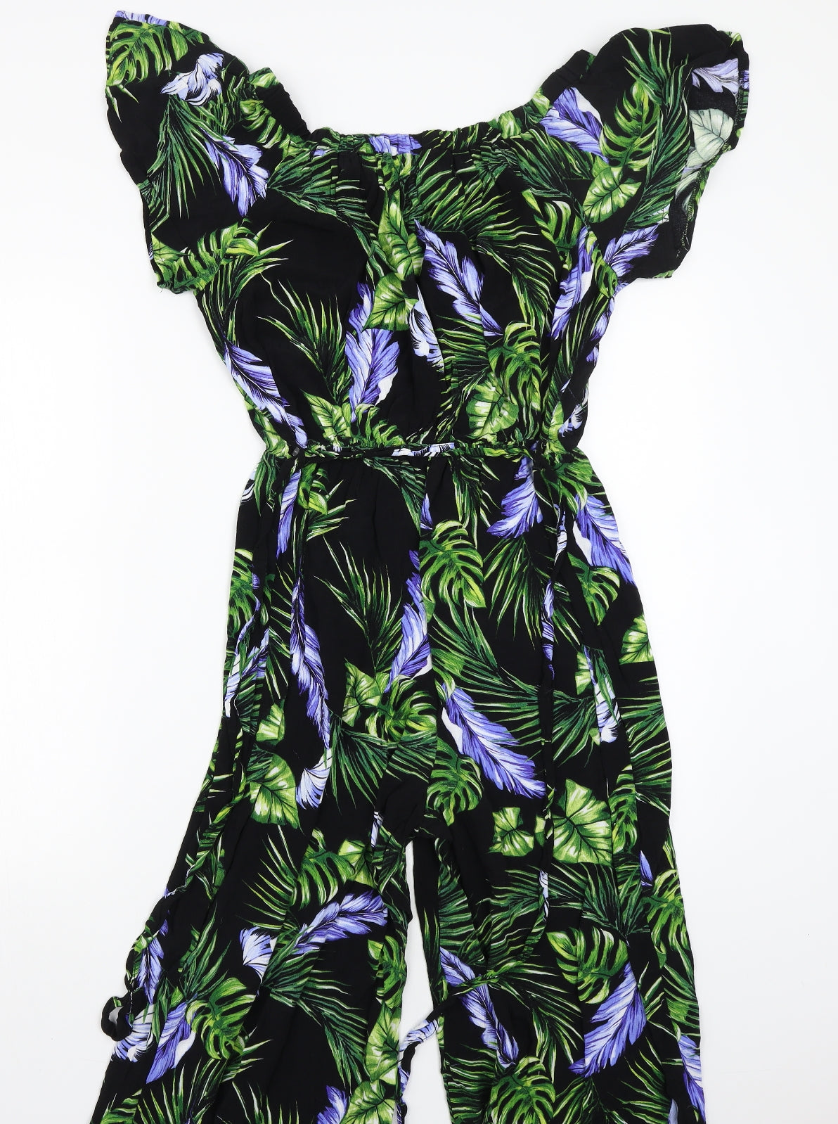 F&F Womens Black Floral  Jumpsuit One-Piece Size 10