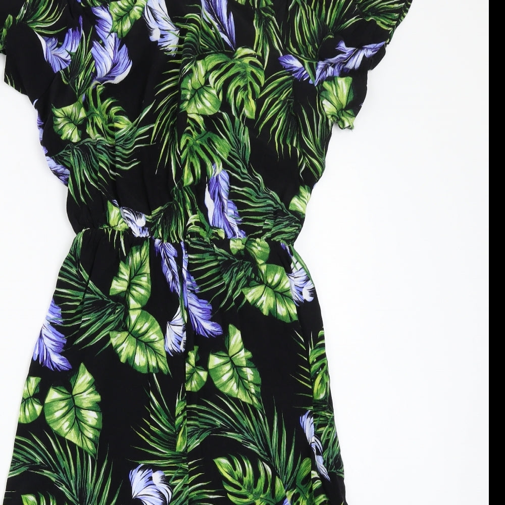 F&F Womens Black Floral  Jumpsuit One-Piece Size 10