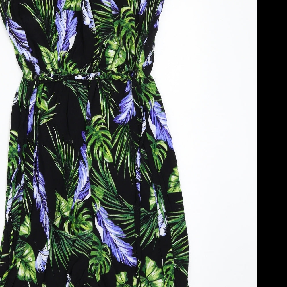 F&F Womens Black Floral  Jumpsuit One-Piece Size 10