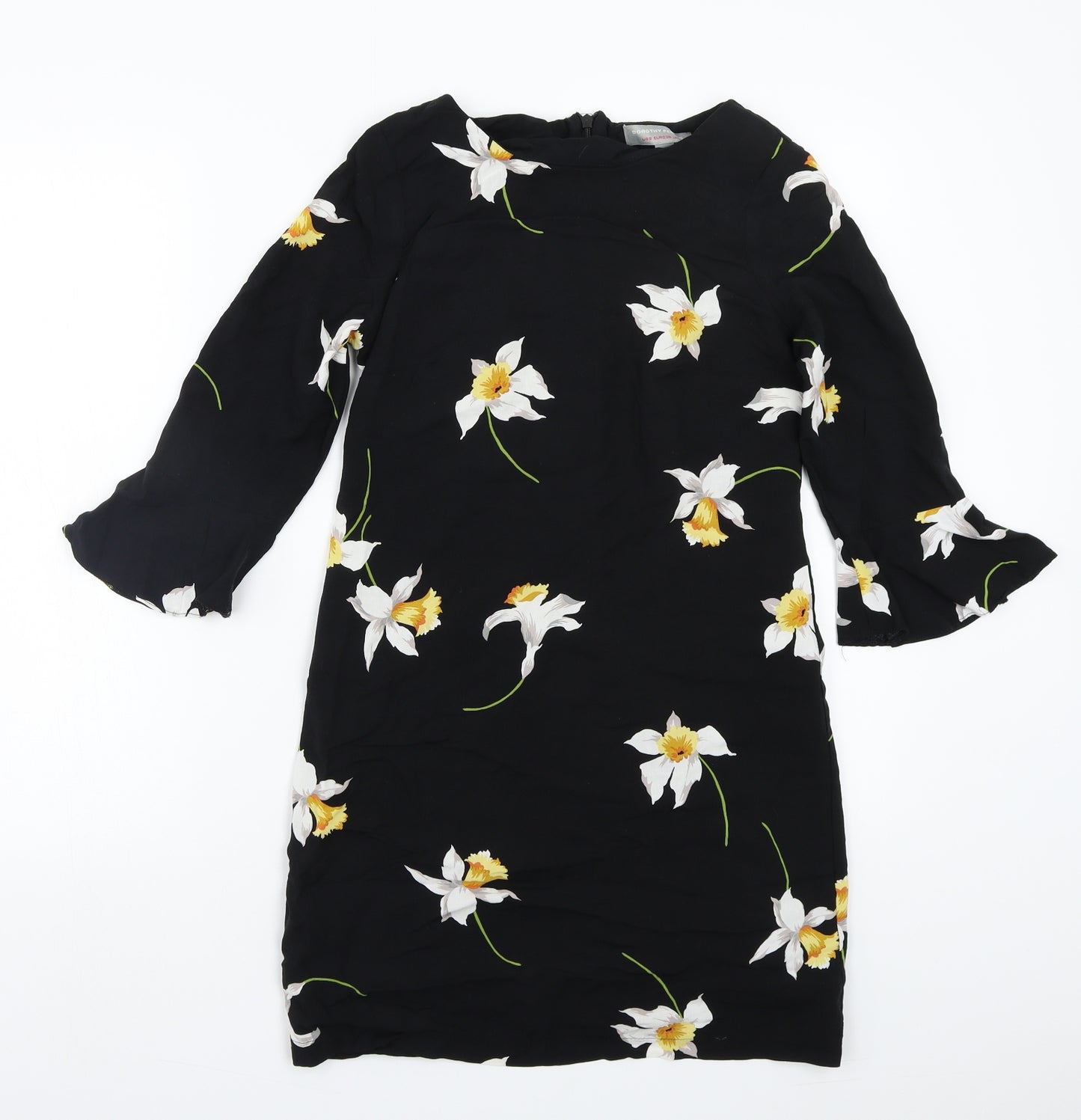 Dorothy Perkins Womens Black Floral  A-Line  Size 10