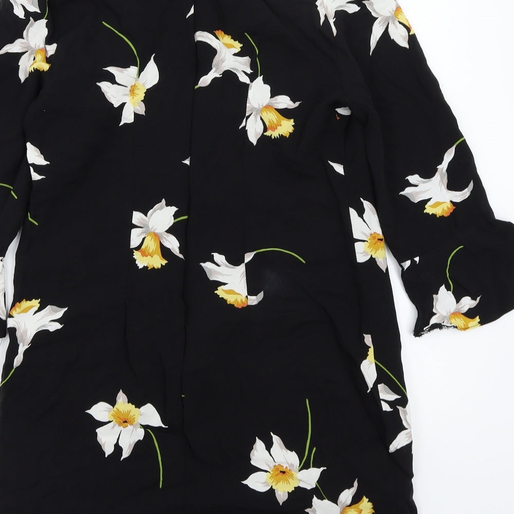 Dorothy Perkins Womens Black Floral  A-Line  Size 10