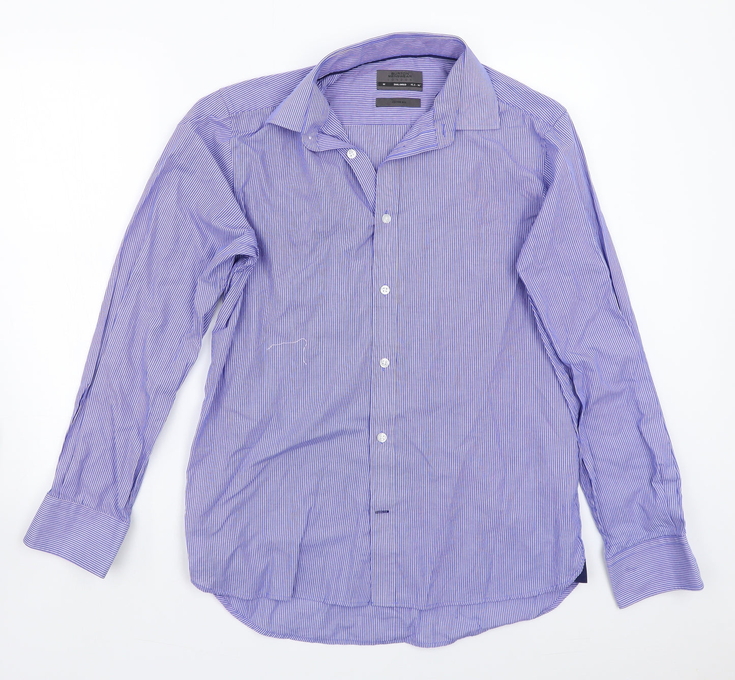 Burton Mens Blue Striped   Button-Up Size 15.5