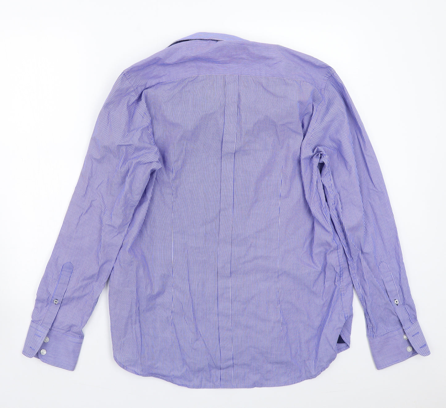 Burton Mens Blue Striped   Button-Up Size 15.5