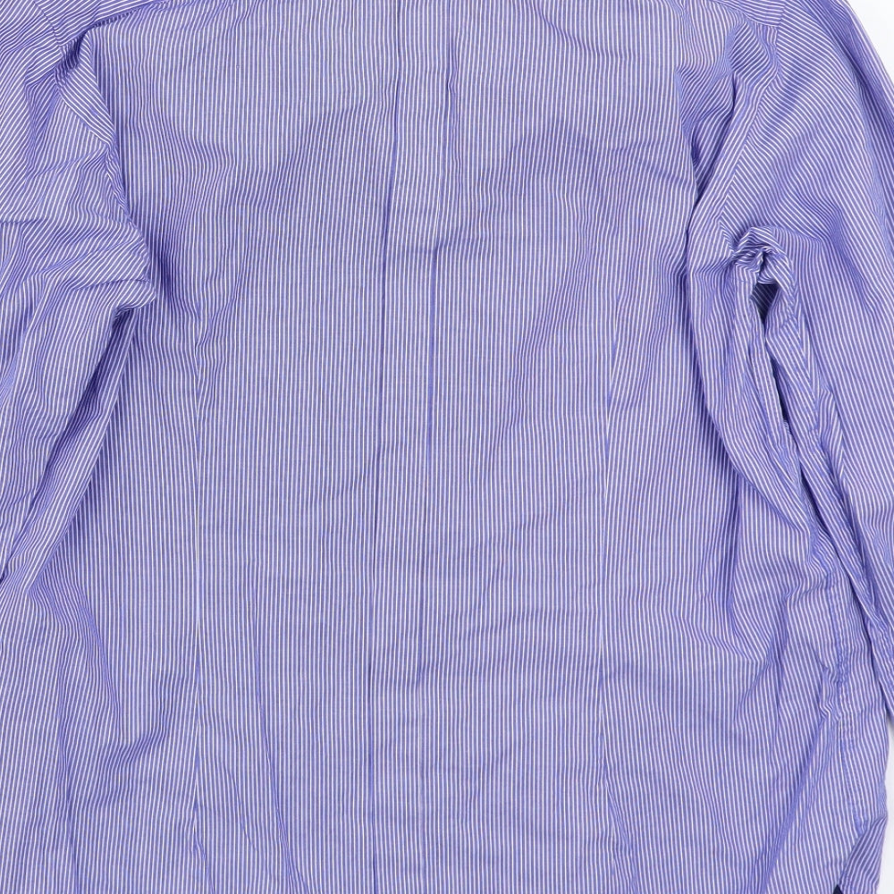 Burton Mens Blue Striped   Button-Up Size 15.5