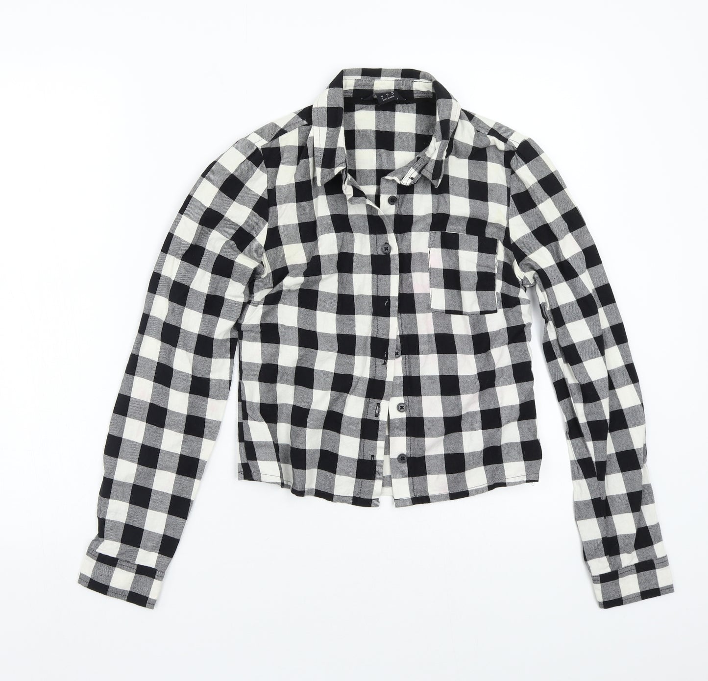 F&F Womens White Check  Basic Button-Up Size 6