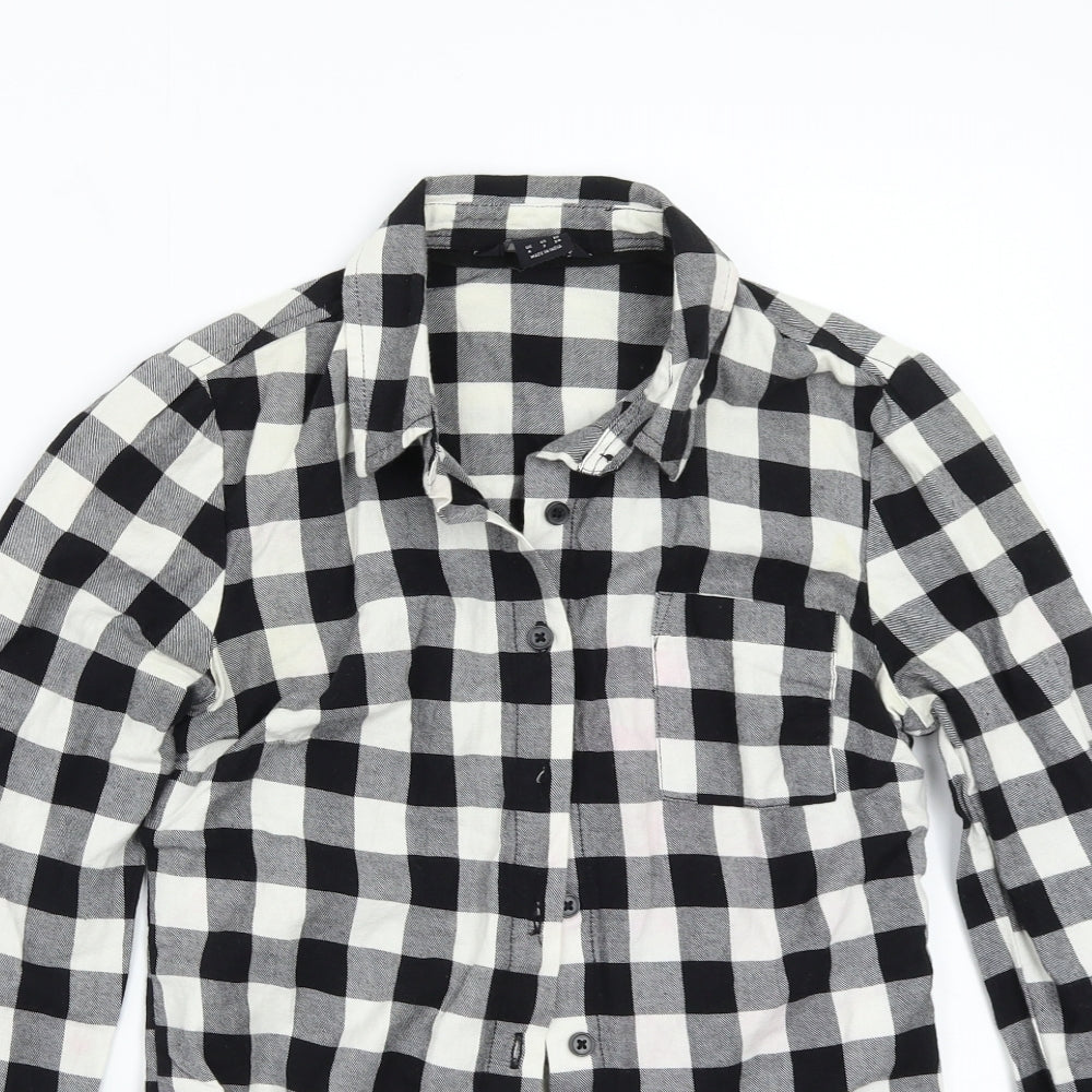 F&F Womens White Check  Basic Button-Up Size 6