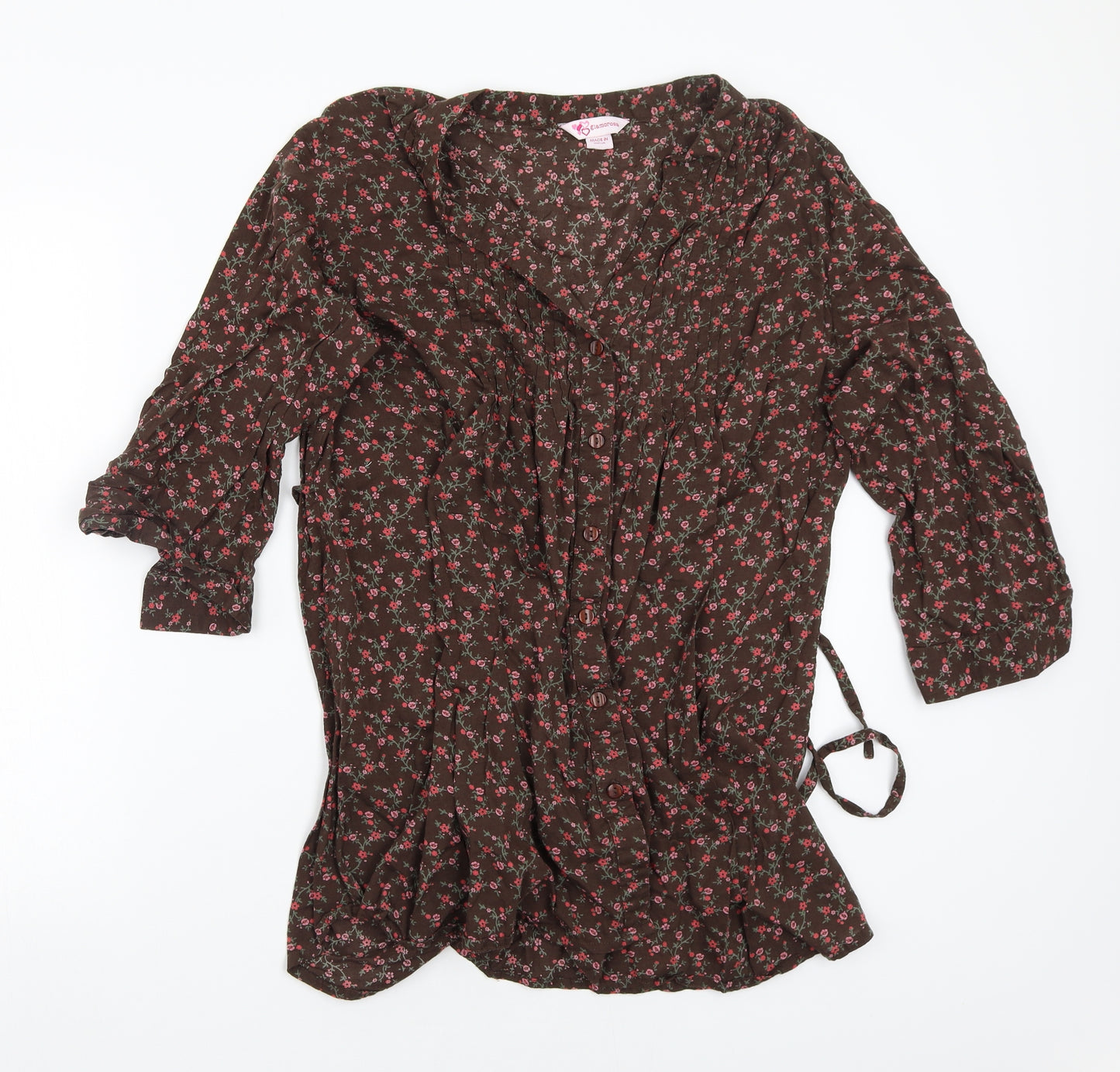 glamour rosa Womens Brown Floral  Basic Button-Up Size 20