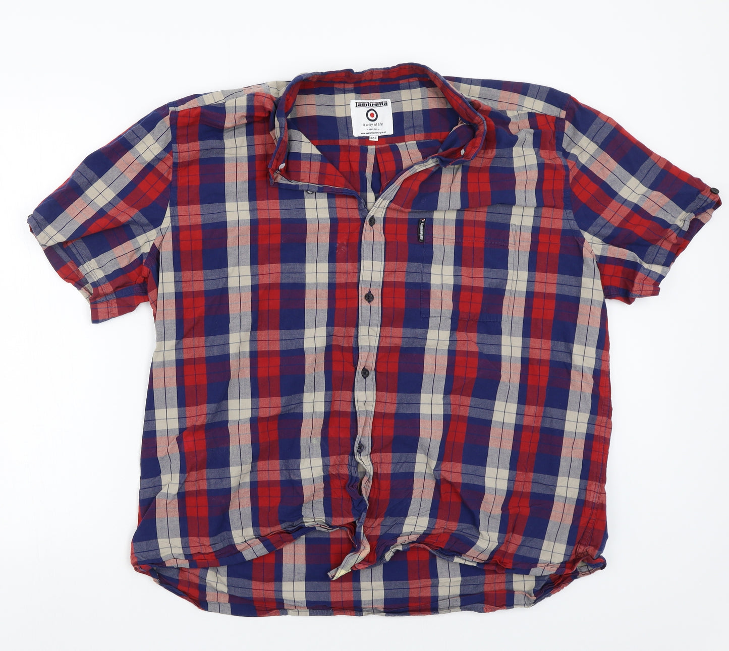 Lambretta Mens Red Check   Button-Up Size 3XL