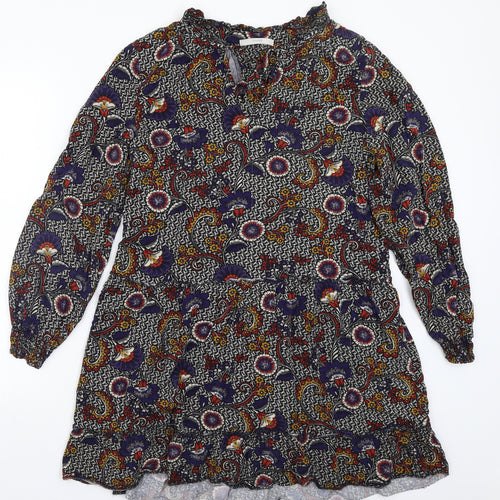 George Womens Black Floral  A-Line  Size 14