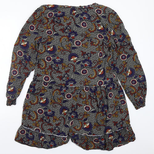 George Womens Black Floral  A-Line  Size 14