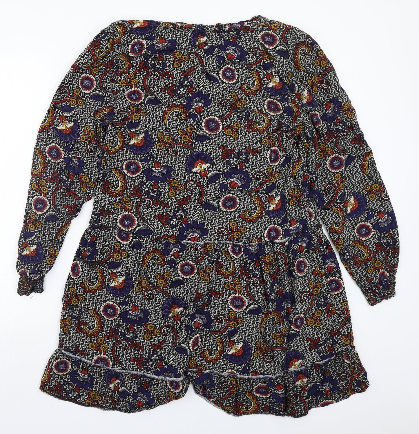George Womens Black Floral  A-Line  Size 14