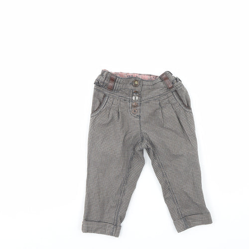 NEXT Boys Brown Plaid  Capri Trousers Size 12 Months