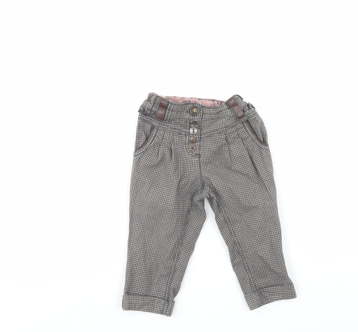 NEXT Boys Brown Plaid Capri Trousers Size 12 Months