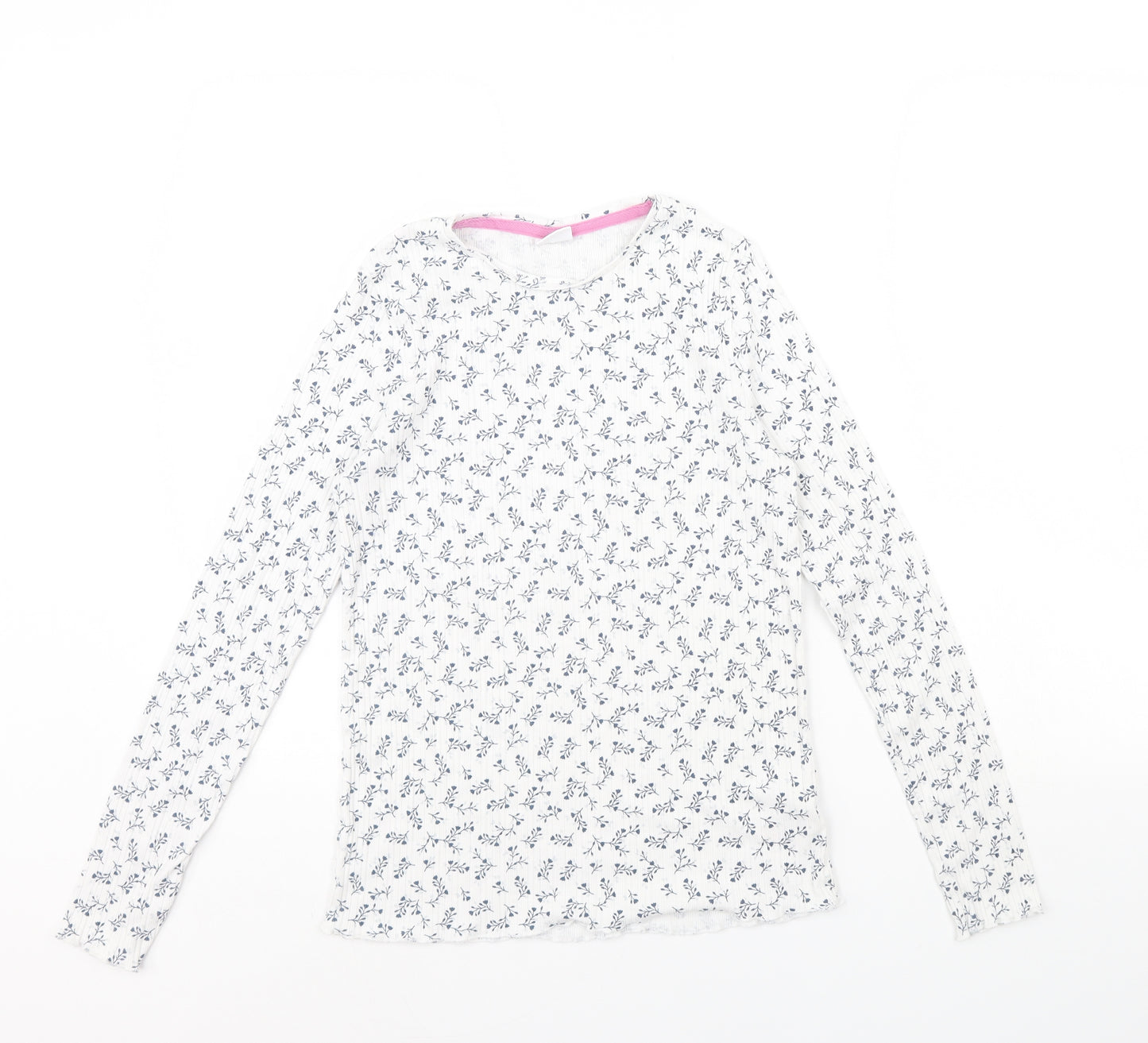 F&F Girls White Floral  Basic T-Shirt Size 13 Years