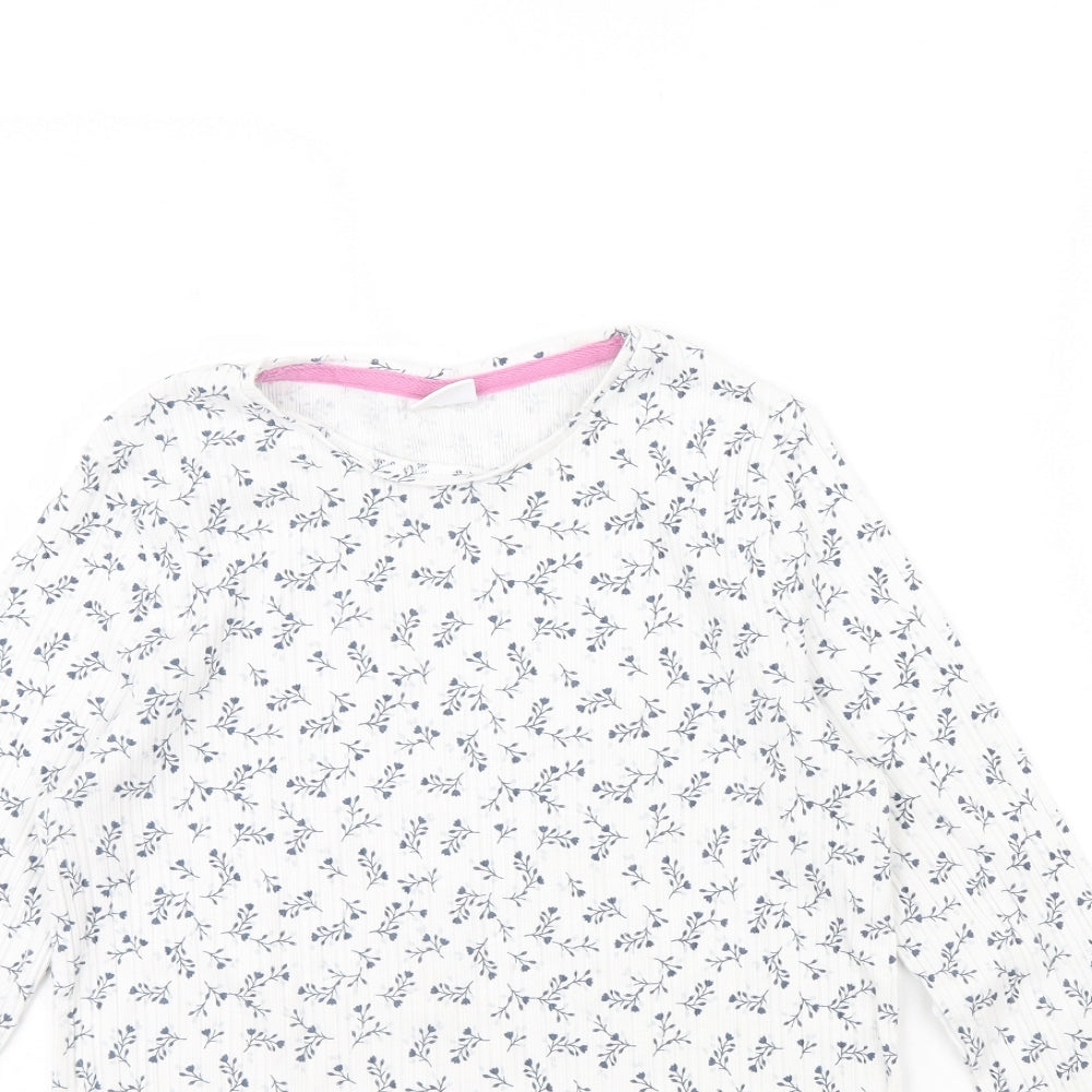 F&F Girls White Floral  Basic T-Shirt Size 13 Years