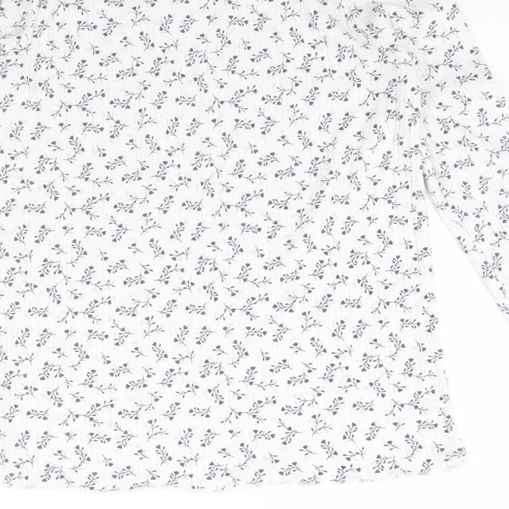 F&F Girls White Floral  Basic T-Shirt Size 13 Years