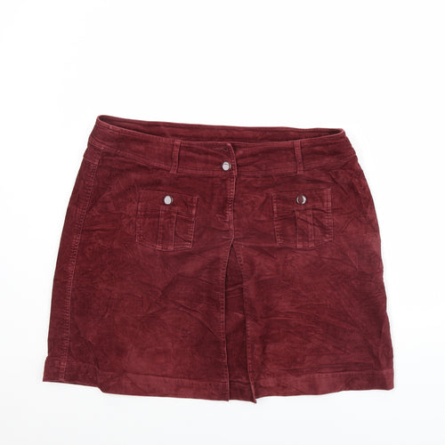 BHS Womens Red  Corduroy Mini Skirt Size 18