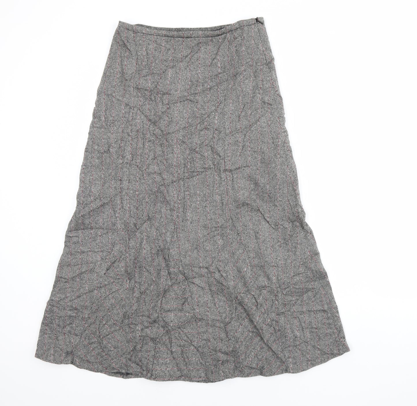 Italian Fabric Womens Grey Herringbone  Maxi Skirt Size 10