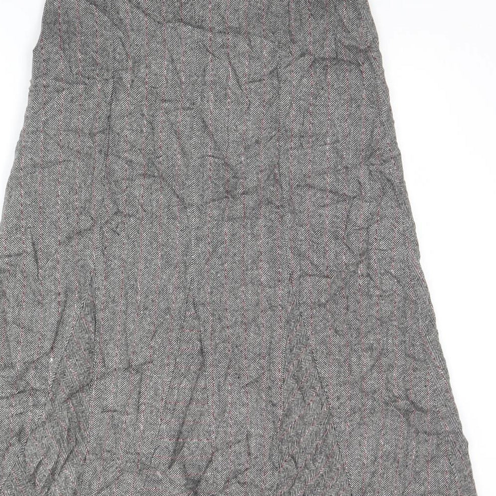 Italian Fabric Womens Grey Herringbone  Maxi Skirt Size 10