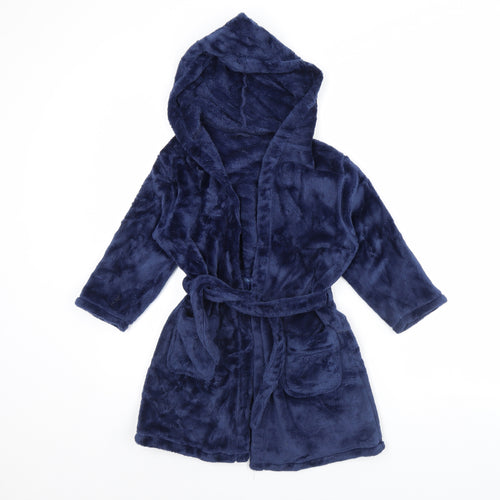 M&S Boys Blue Solid   Robe Size 5 Years