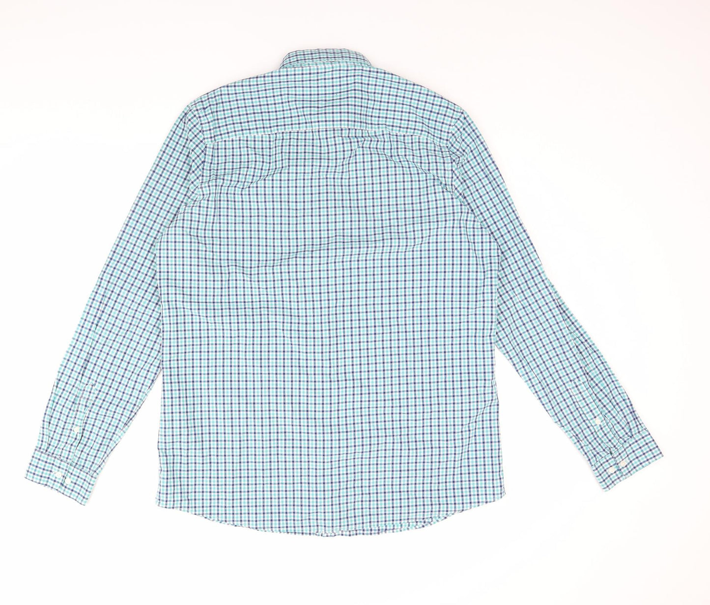 NEXT Mens Blue Check   Dress Shirt Size L