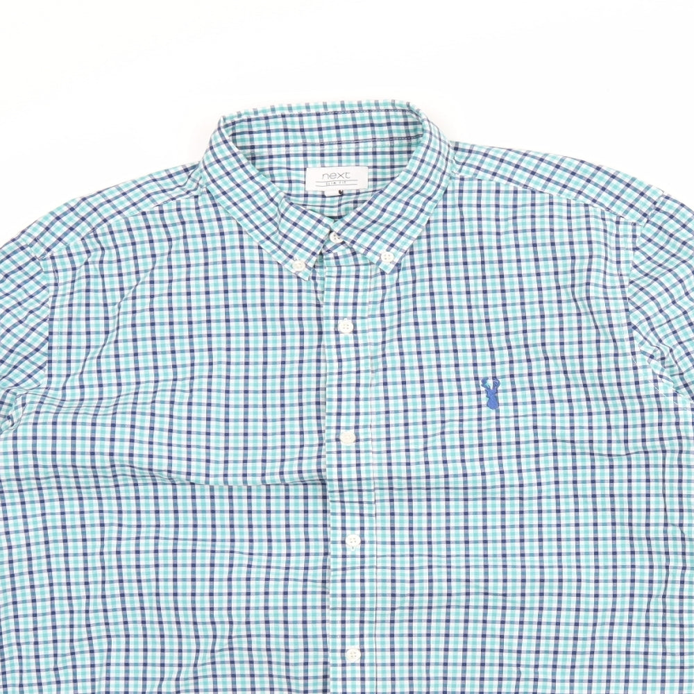NEXT Mens Blue Check   Dress Shirt Size L