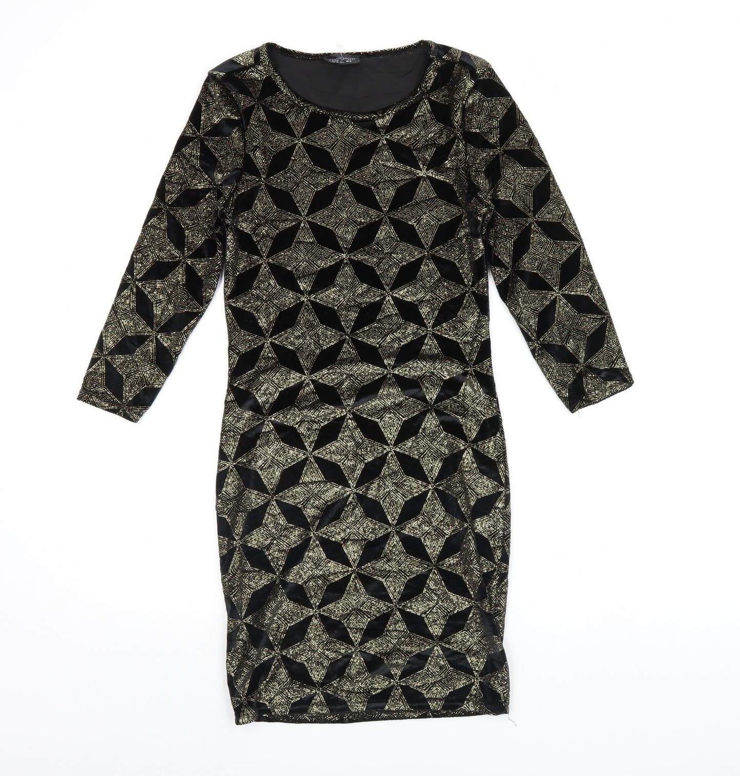 Topshop Womens Black Geometric  Bodycon  Size 10