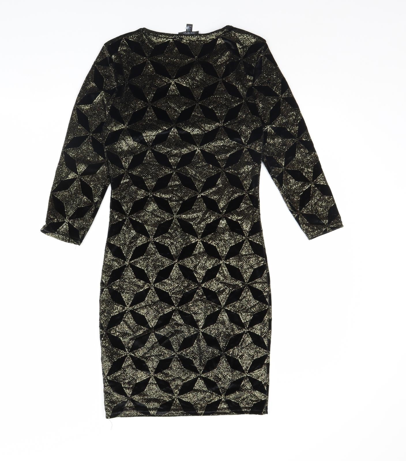 Topshop Womens Black Geometric  Bodycon  Size 10