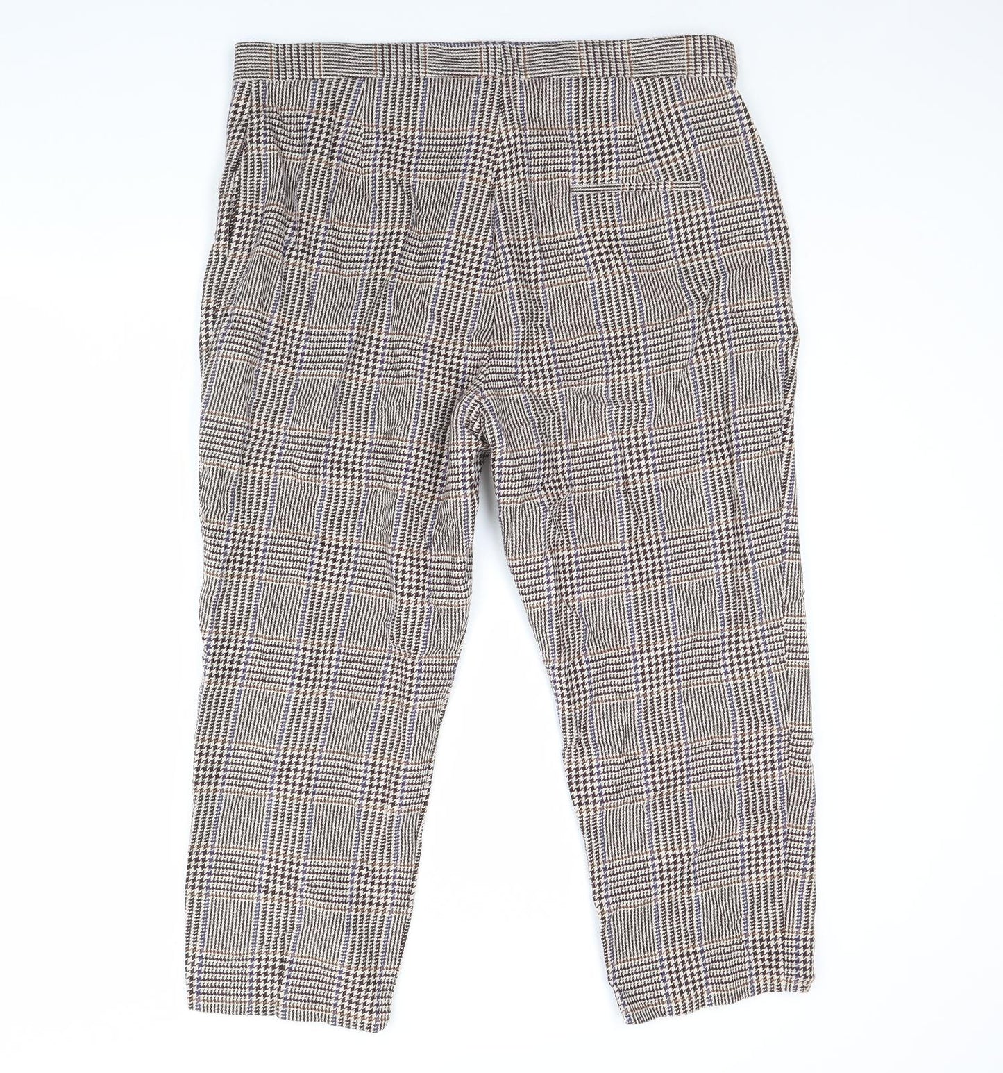 m&s Womens Brown Check  Trousers  Size 20 L29 in