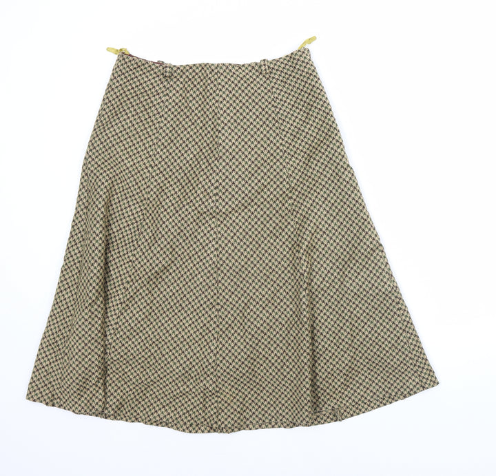 Preworn Womens Beige Herringbone Flare Skirt Size 30 in