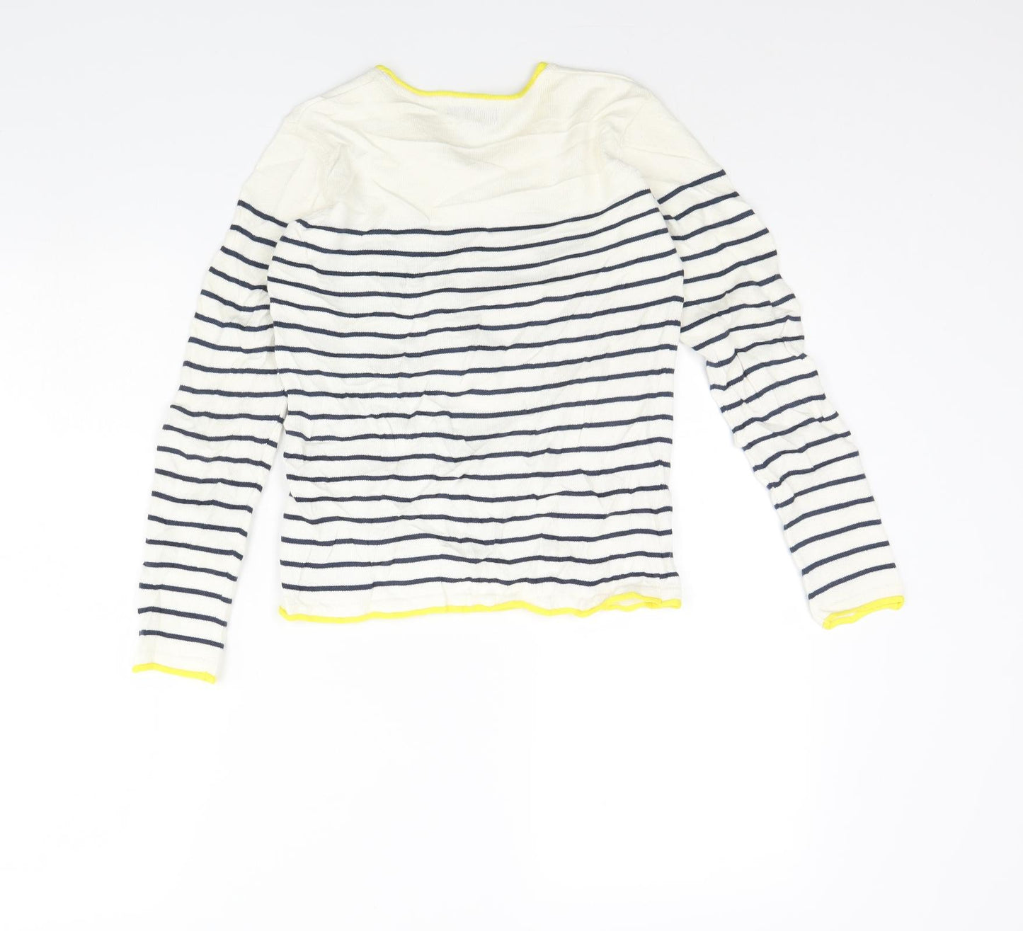 R Essential Womens White Striped  Pullover Jumper Size 10