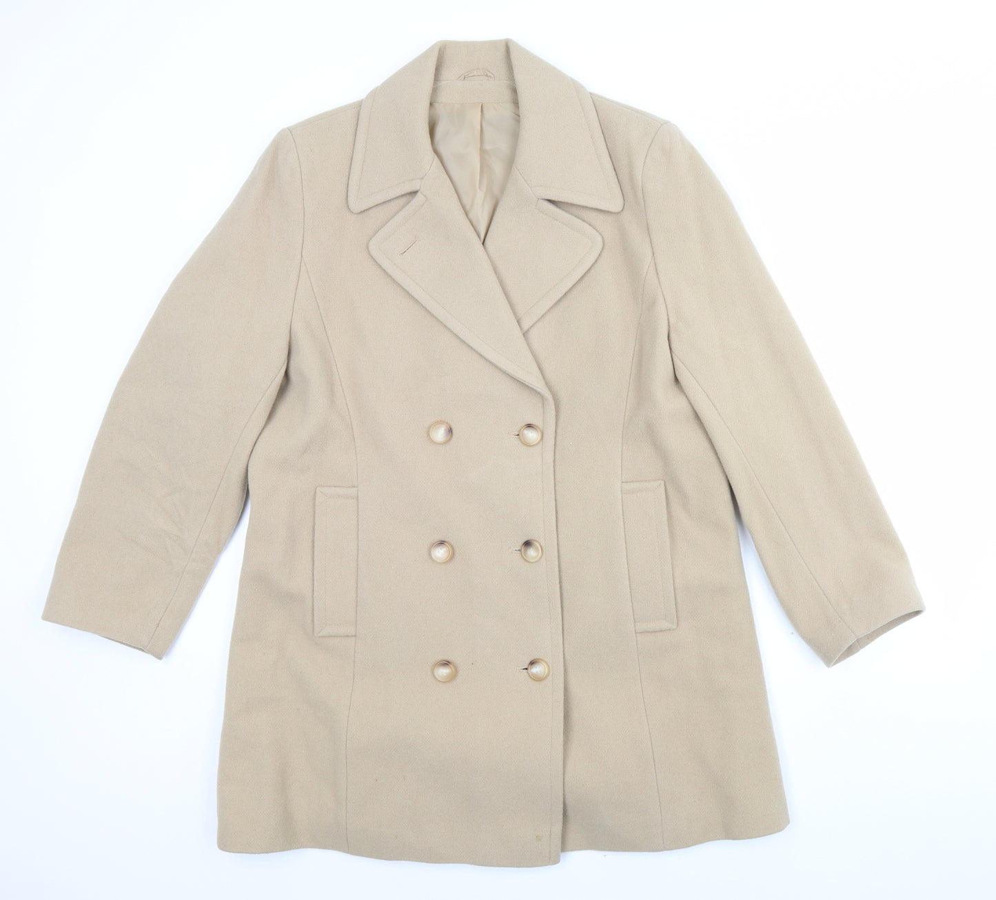 M&S Womens Beige   Overcoat Coat Size 18