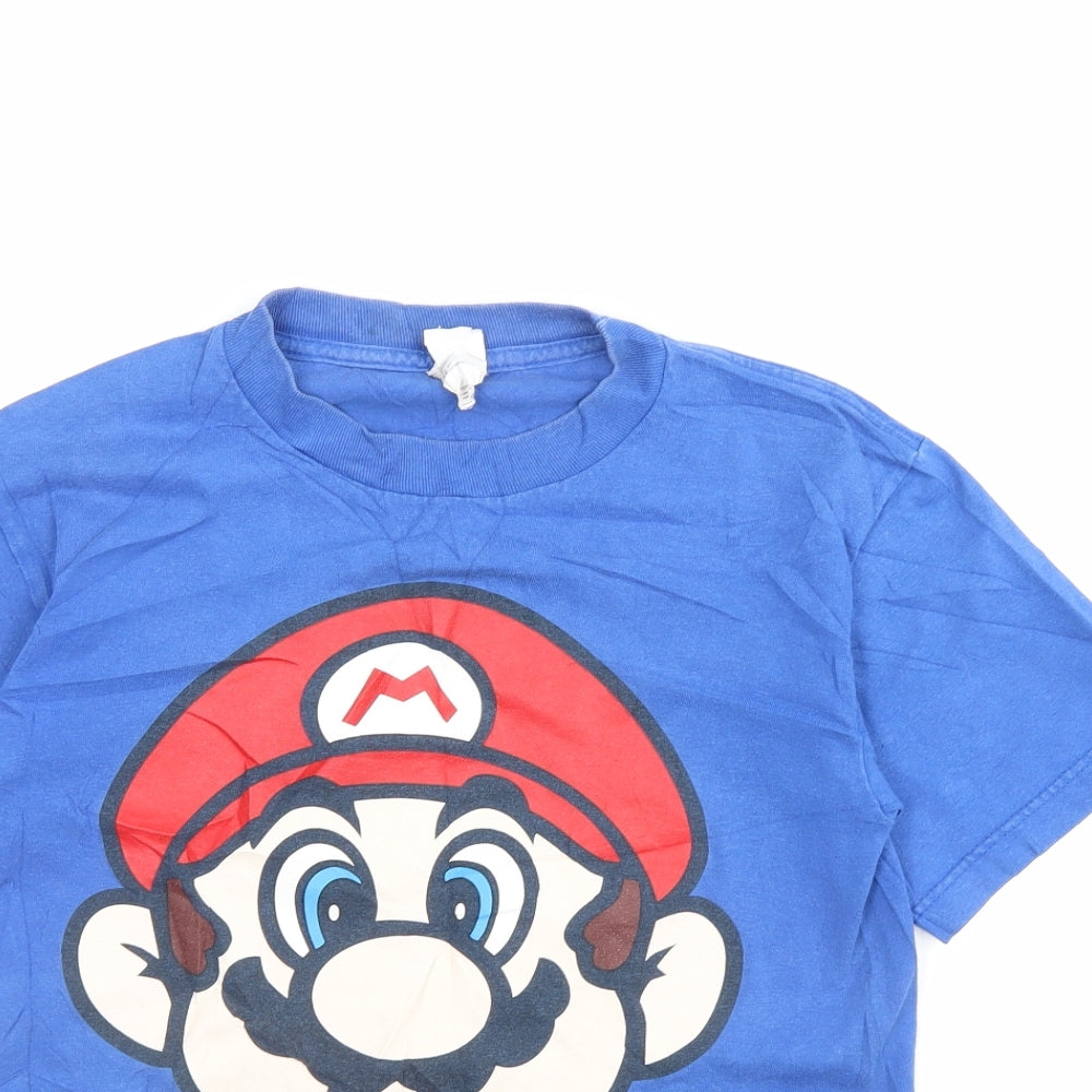Preworn Mens Blue    T-Shirt Size S  - Mario