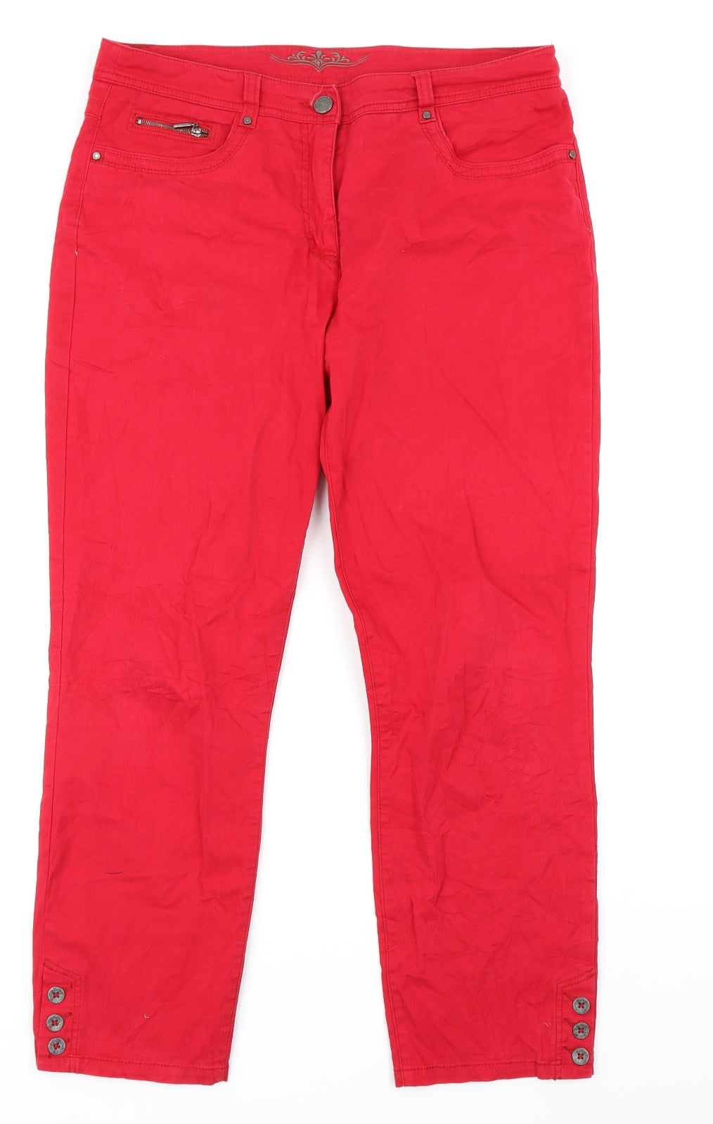 Canda Womens Red  Denim Straight Jeans Size 16 L24 in