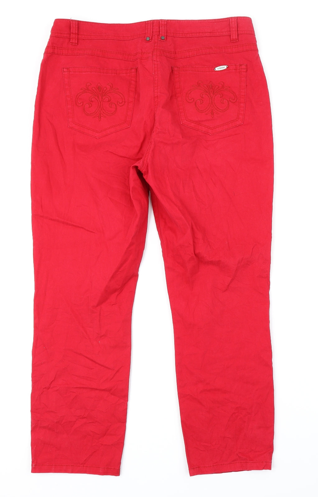 Canda Womens Red  Denim Straight Jeans Size 16 L24 in