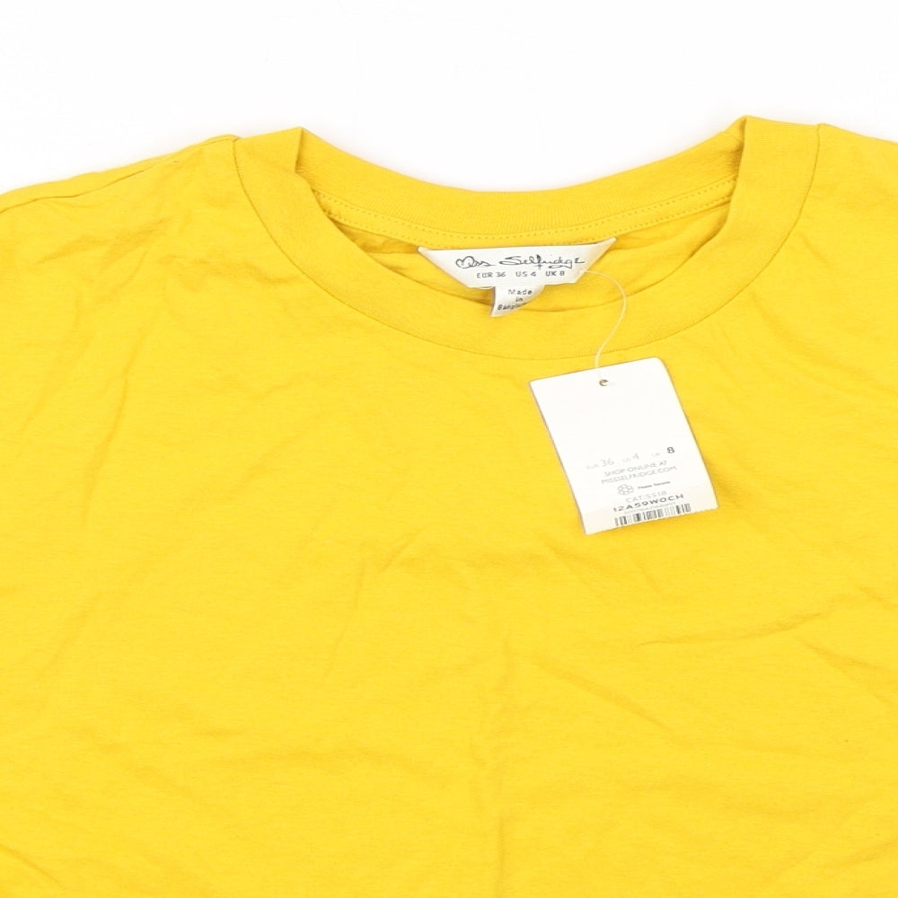 Miss Selfridge Womens Yellow   Basic T-Shirt Size 8  - Cropped