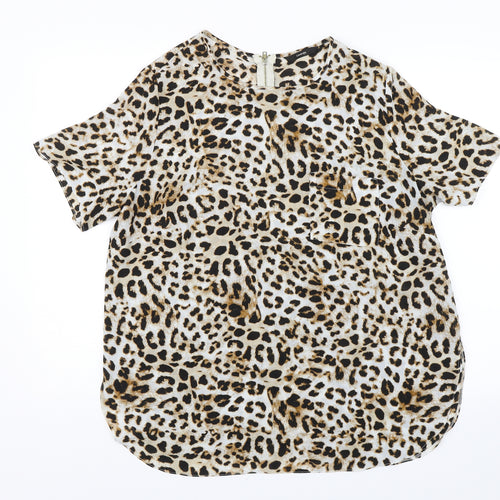 George Womens Brown Animal Print  Basic Blouse Size 16