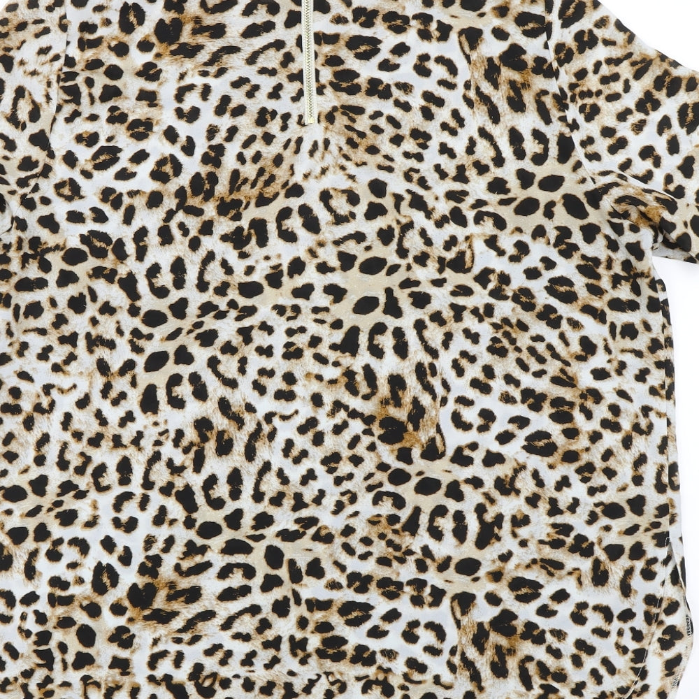 George Womens Brown Animal Print  Basic Blouse Size 16