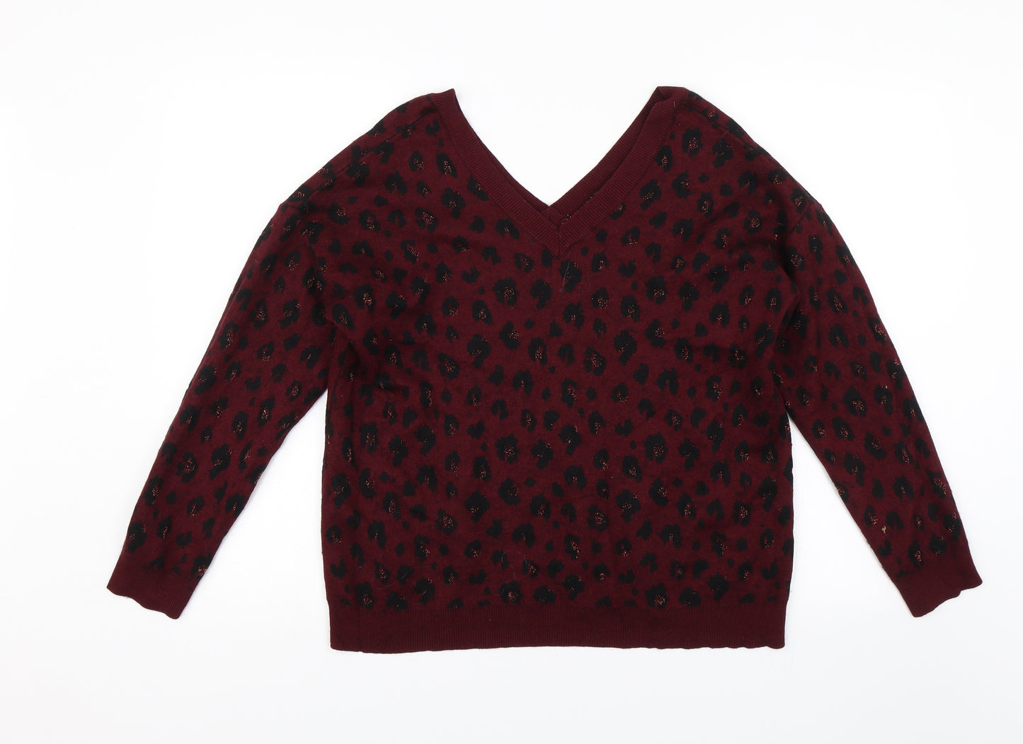 TU Womens Red Animal Print  Pullover Jumper Size 16