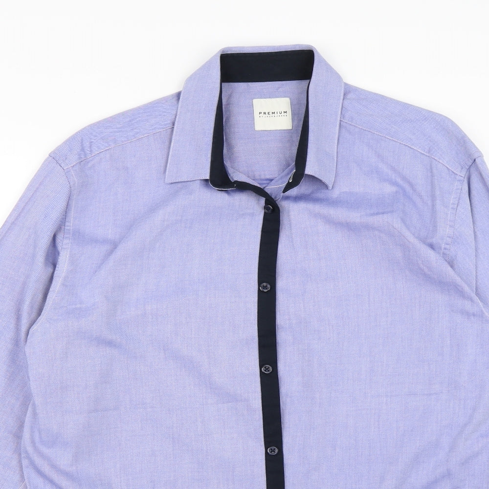 JACK & JONES Mens Blue    Dress Shirt Size XL