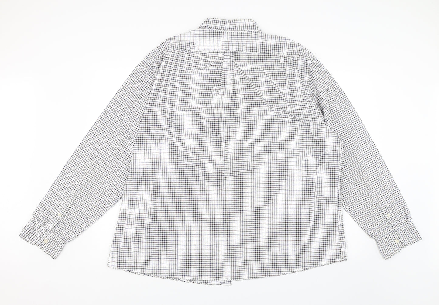TU Mens White Plaid   Dress Shirt Size 2XL