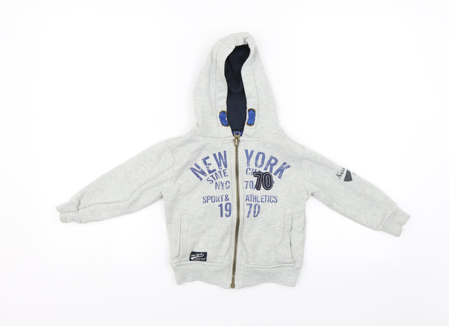 Primark Boys Grey   Full Zip Hoodie Size 2-3 Years  - New York