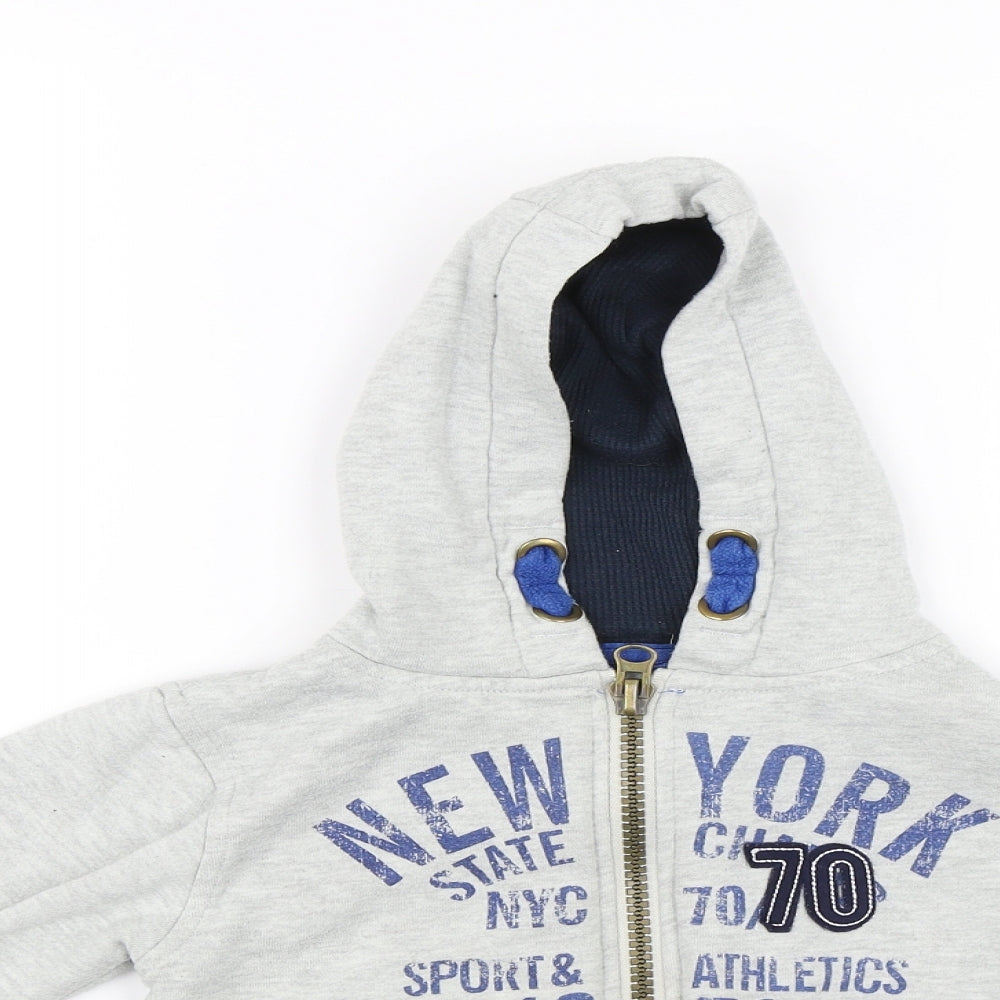 Primark Boys Grey   Full Zip Hoodie Size 2-3 Years  - New York