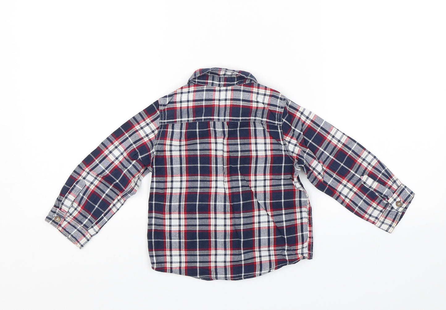 Preworn Baby Blue Plaid  Basic Button-Up Size 18-24 Months
